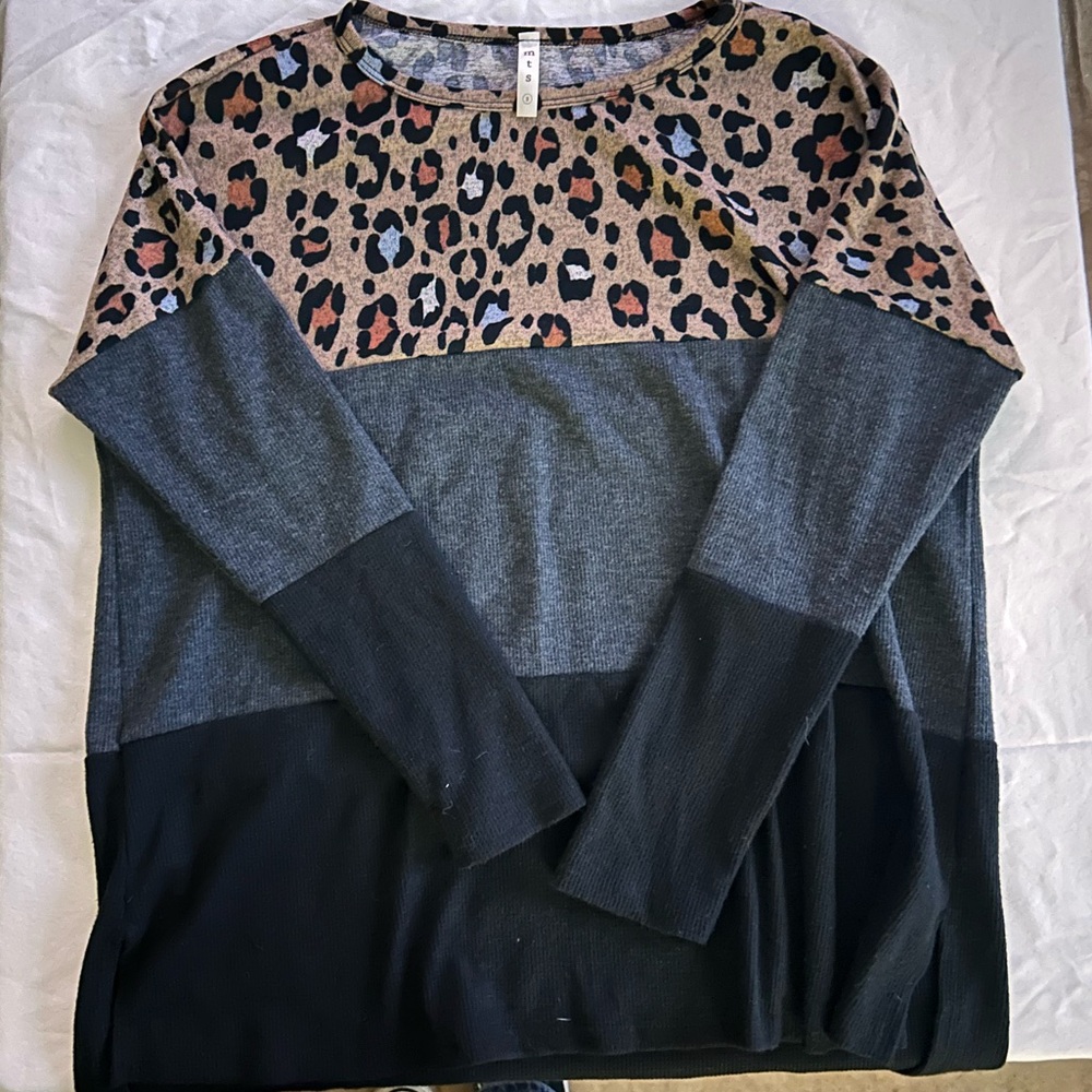 Leopard Print and Color Block Sweater
